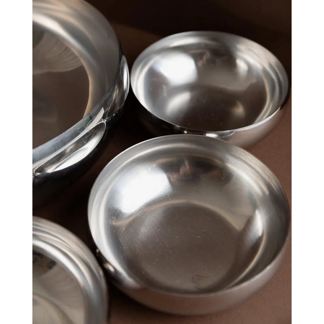 Vintage Space Age Bowls in Stainless Steel, Set of 7 For Sale - Image 5 of 11