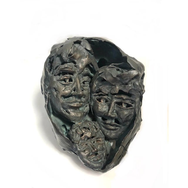 Metal 1950s "Family Portrait" Brutalist Style Abstract Bronze Sculpture For Sale - Image 7 of 7