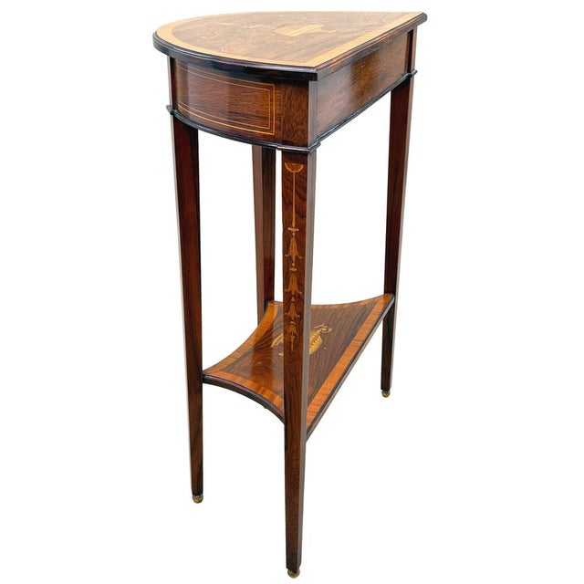 Small Antique Rosewood Demi Lune Side Table, 1890 For Sale - Image 9 of 17