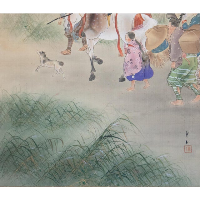XL "Samurai" by Kogyoku, Meiji Era Japanese Silk Scroll Painting For Sale - Image 13 of 18