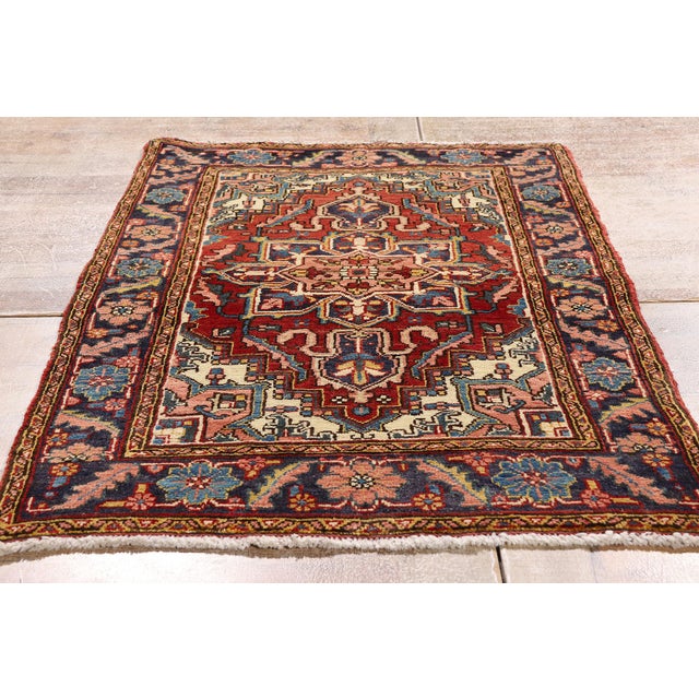 Vintage Persian Heriz Rug, 02'09 X 04'05 For Sale - Image 9 of 10