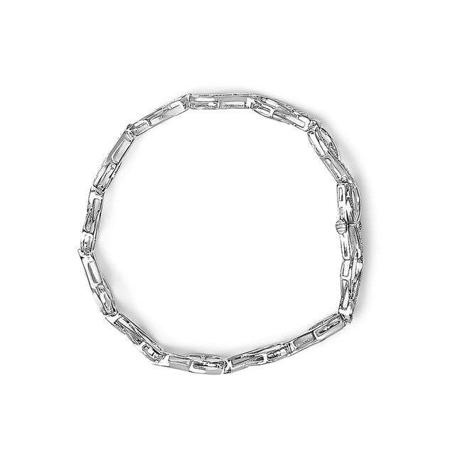Haus of Brilliance Sterling Silver 1/10 Cttw Diamond Accent Swirl Link Bracelet For Sale - Image 4 of 5