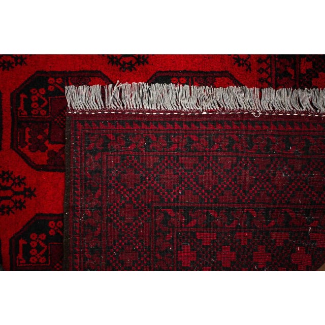 Red Afghan Hand-Knotted Ačka Rug For Sale - Image 8 of 10