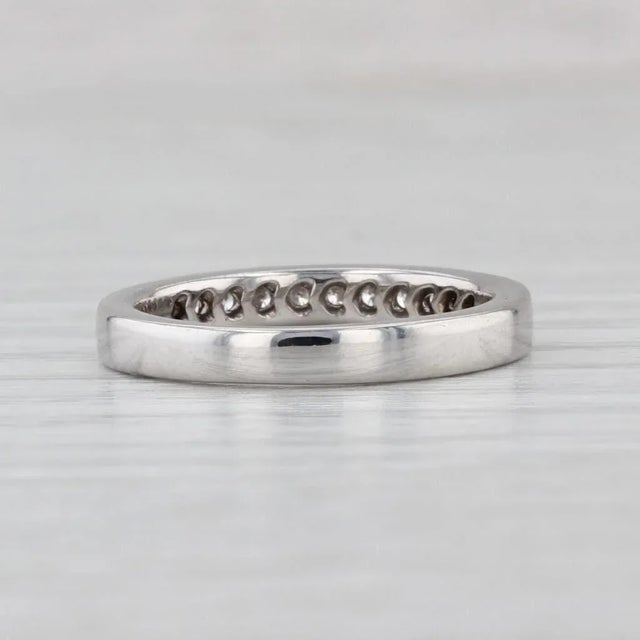 0.25ctw Diamond Wedding Band 18k White Gold Size 4.75 Stackable Anniversary Ring For Sale - Image 4 of 7