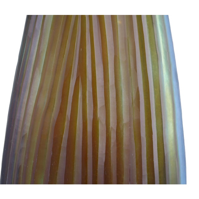 Glass 1980s Oggetti Tall Striped Vase, Signed For Sale - Image 7 of 10