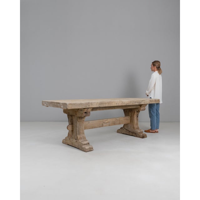 Mid 20th Century 20th Century French Oak Trestle Dining Table For Sale - Image 5 of 18