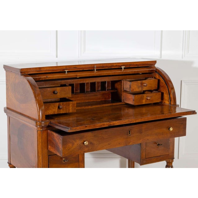Wood 19th-Century Italian Charles X Walnut Cylinder Desk For Sale - Image 7 of 12
