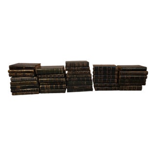 Black Leather Vintage Books- Set of 34 For Sale
