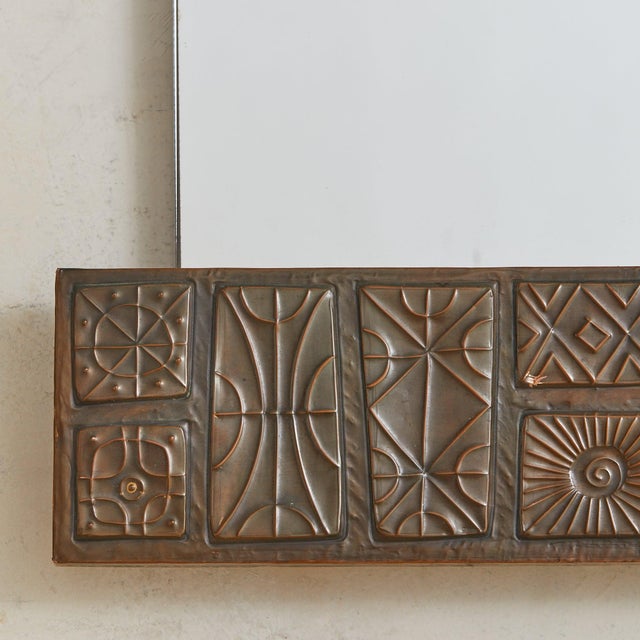 Metal Italian Santambrogio E De Berti Copper Wall Mirror, 1960s For Sale - Image 7 of 9