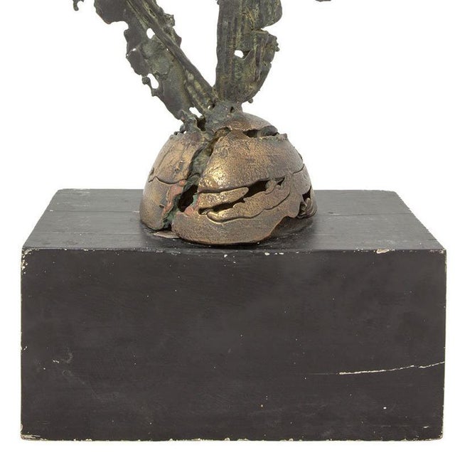 Italian Modernist Bronze Brutalist Sculpture (Manner of Pomodoro) For Sale - Image 4 of 4