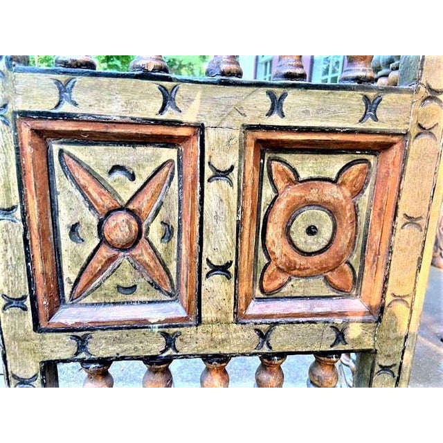 Extraordinary Antique Painted 18th Century Spanish Colonial Room Divider From Mexico For Sale In Saint Louis - Image 6 of 8