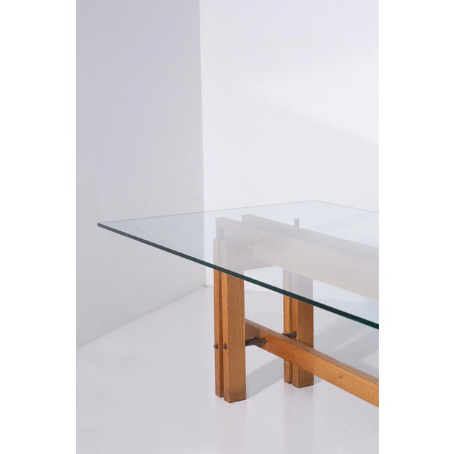Table attributed to Carlo Scarpa with Glass Top attributed to Carlo Scarpa, 1960s, in Very Good conditions. Designed 1960...