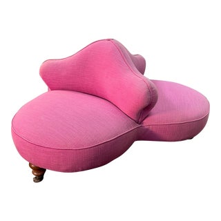 1930s Victorian Tete-A-Tete 3 Person Petite Parlor Conversation Sofa Seat For Sale