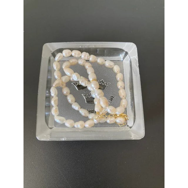 Transparent Antique Swedish Clear Frosted Glass Crown Design Catchall Square Dish For Sale - Image 8 of 12