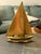 Beautiful vintage solid brass sailboat sculpture featuring elegant twin sails and a detailed wave-inspired base. Measuring...