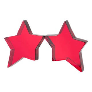 Kaso Oxblood Red Acrylic Lucite Star Clip Earrings For Sale