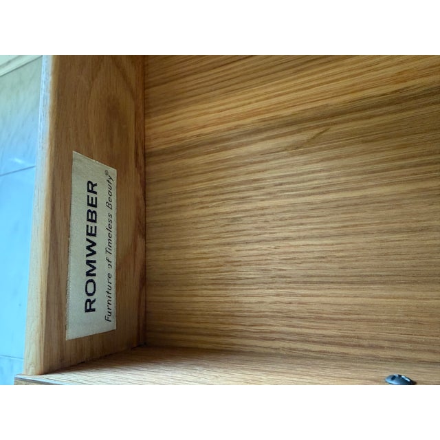 1960s Vintage Romweber Viking Oak Media Console With Rare Brass Horseshoe Inlays For Sale - Image 5 of 9