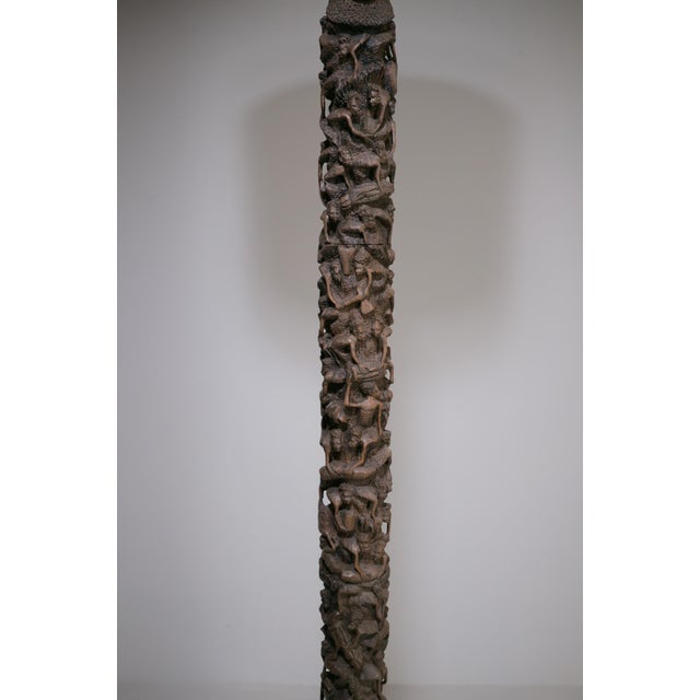 Makonde Floor Lamp in Carved Wood, 1950s For Sale - Image 4 of 15