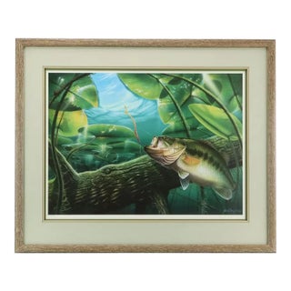 1980s Vintage Fishing Wall Art "Fooled Again," by Jon Wright Framed For Sale