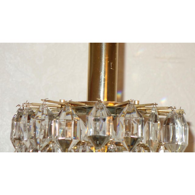 Mid-Century Modern Brass and Lead Crystal Chandelier from Bakalowits & Söhne, Vienna, Austria, 1960s For Sale - Image 3 of 8