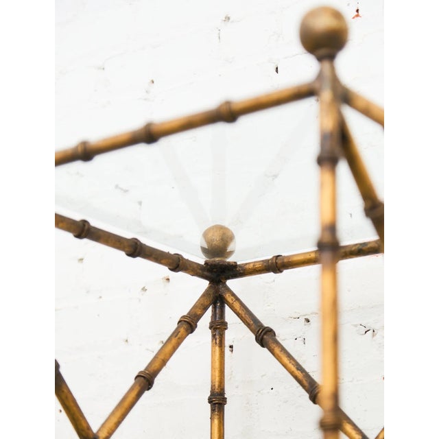 Brass Faux Bamboo Gilt Metal Vintage Etagere For Sale - Image 8 of 9