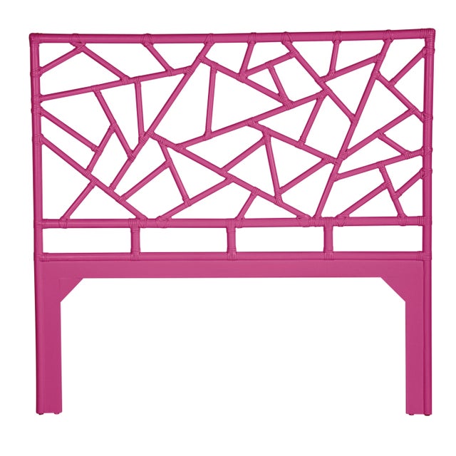 Coastal Tiffany Headboard Queen - Bright Pink For Sale - Image 3 of 3