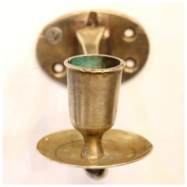 English Georgian Brass Single Arm Candle Sconce For Sale - Image 4 of 5