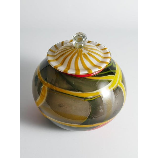 Large Studio Glass Lidded Jar by Ragnar Klenell, Sweden, 2012 For Sale - Image 12 of 18