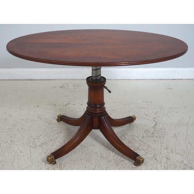 English Elliptical Adjustable Height Breakfront Coffee Table For Sale - Image 3 of 14