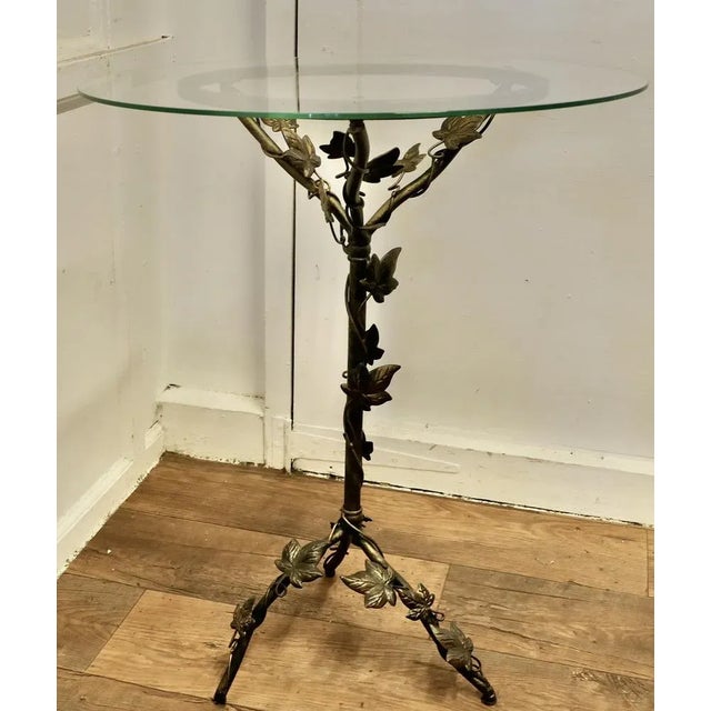 Small French Toleware and Glass Wine Table, 1950s For Sale - Image 3 of 7