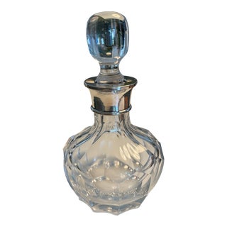 Crystal Glass Decanter With Silver Rim For Sale