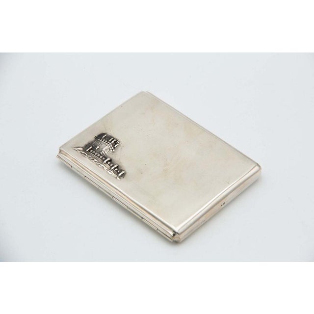 Matte Silver Cigarette Case with Reliefs For Sale - Image 4 of 4