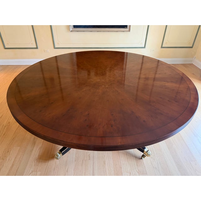 Trosby England Sheraton Style Handmade 72” Round Dining Table For Sale - Image 13 of 15