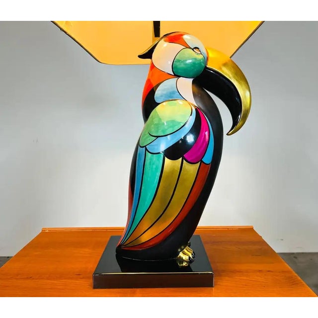Metal Porcelain Toucan Bird Lamp by Manifattura Artistica, Italy Circa 1989 For Sale - Image 7 of 16