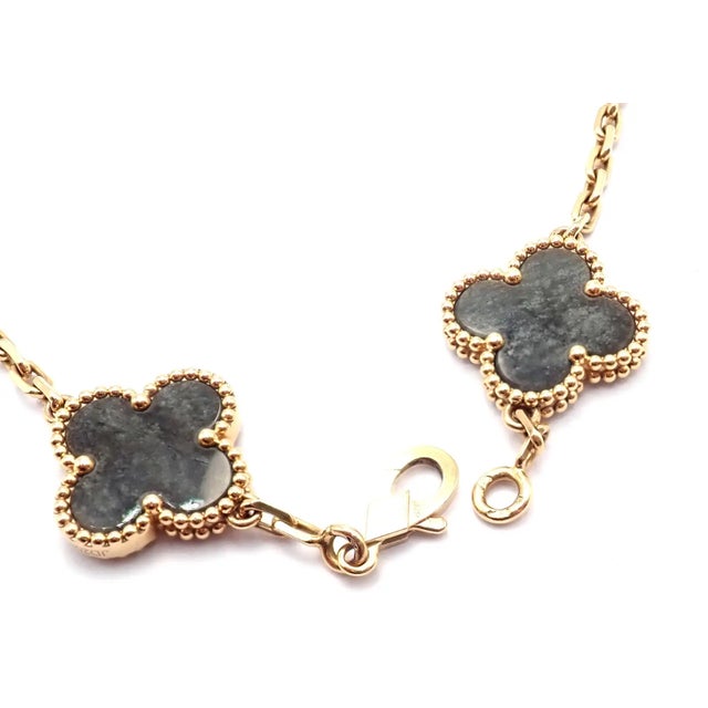 Mid 20th Century Van Cleef & Arpels Alhambra Rose Gold Obsidian Bracelet For Sale - Image 10 of 12