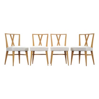 Set of Four Tommi Parzinger Mid-Century X-Back Dining Chairs For Sale