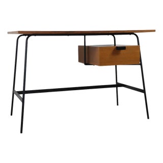 Desk by Pierre Paulin for Thonet in Oak and Black Metal, 1950s For Sale