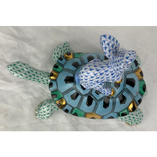Traditional Herend Painted Ceramic Turtle and Rabbit For Sale - Image 3 of 8