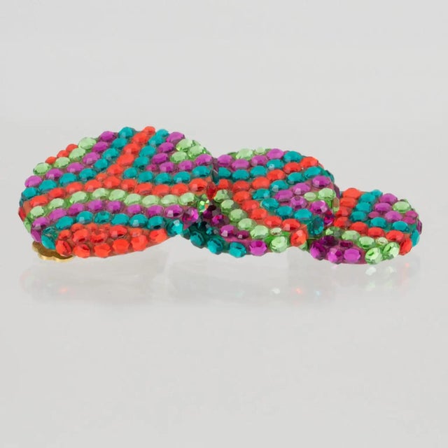 Glass Richard Kerr Jeweled Clip Earrings Multicolor Dangle Disks For Sale - Image 7 of 7