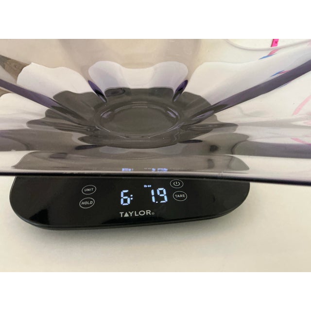 Viking Glass Company Rare 1961/62 Viking Glass Epic Number 1411. 21.50 “ Inch Low Bowl in Lilac (Teaberry) Lotus Petal For Sale - Image 4 of 10