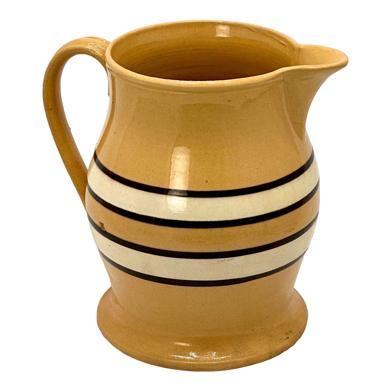 Outstanding Antique Mocha & Cream Banded English Staffordshire Yellow ...
