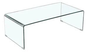 Modern Clear Tempered Glass Waterfall Coffee Table 39.4"