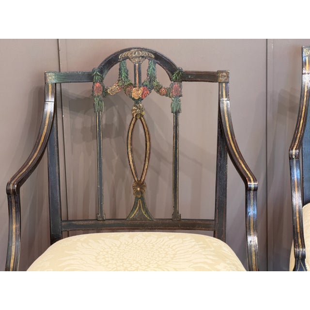 Pair of Early 19th Century English Paint-Decorated Armchairs For Sale - Image 6 of 7