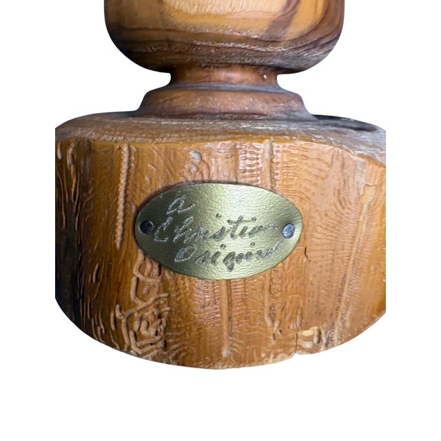 Shabby Chic Handcrafted Signed Wooden Candle Holder | Rustic Folk Art Accent For Sale - Image 3 of 8