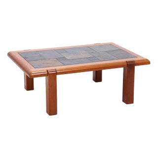 Mid-Century Danish Teak Coffee Table with Slate Top For Sale