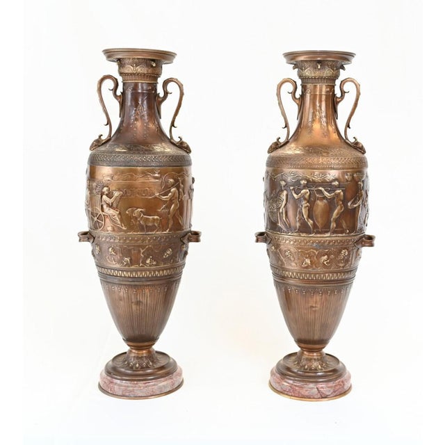 French Bronze Amphora Urns, Set of 2 For Sale - Image 17 of 17