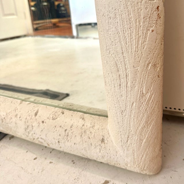 1980s Off White Cast Stone Mirror For Sale - Image 4 of 7