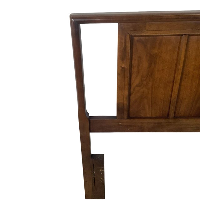 Mid-Century Modern Mid-Century Walnut Headboard, Vintage Full/Queen, Woven Center Panel For Sale - Image 3 of 12