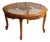 Louis Philippe Round Coffee Table with Wickerwork and Glass Top For Sale
