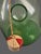 Glass Vintage Hand Blown Italian Green Glass Wine Decanter Ice Chamber Raffia Stopper For Sale - Image 7 of 9